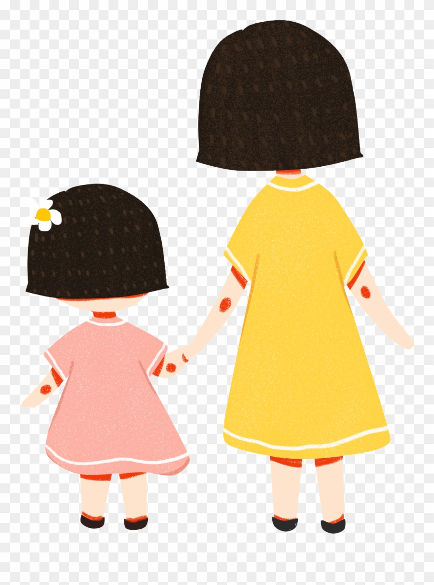 Flat Design Mother Daughter Characters Clipart