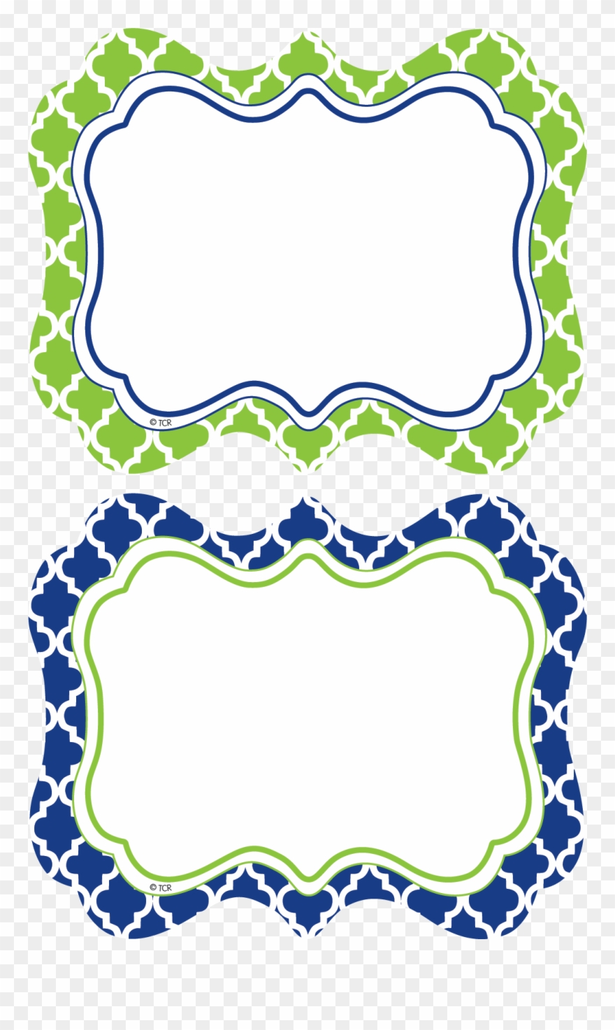 Navy & Lime Wild Moroccan Name Tags/labels Clipart