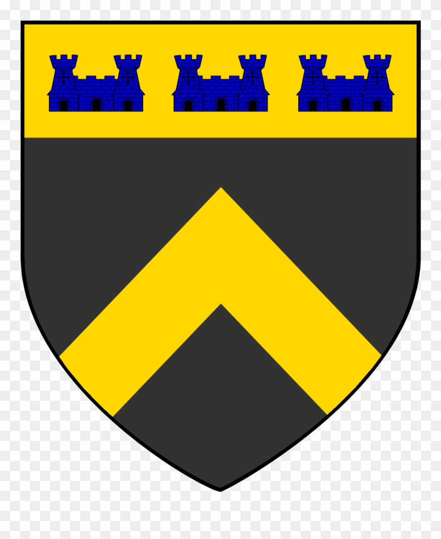 Field Sable, Chevron Or, Three Castles Azure In Chief Clipart