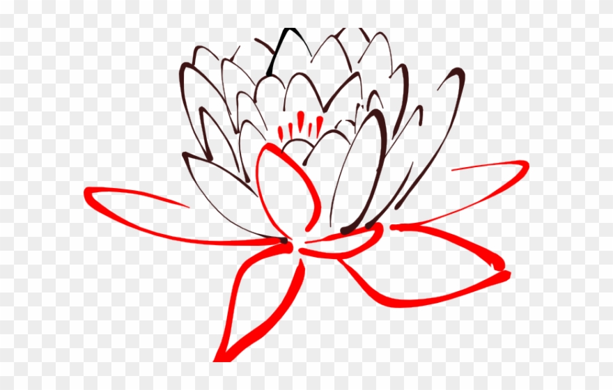 Red Flower Clipart Flower Line - Png Download