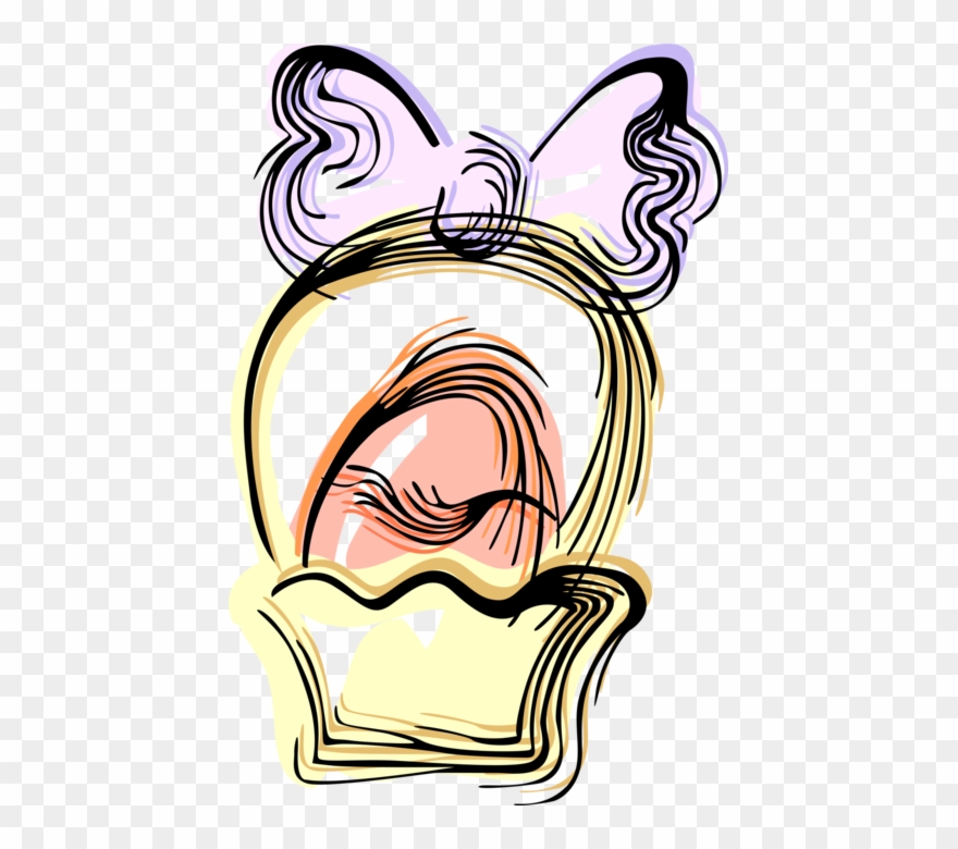 Vector Illustration Of Easter Basket With Ribbon Bow Clipart