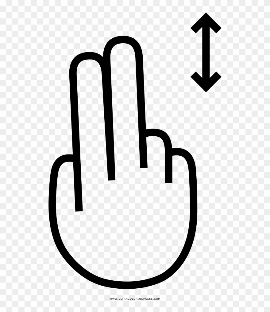 Two Finger Vertical Swipe Coloring Page Clipart