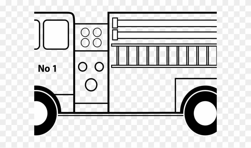 Fire Truck Clipart Black And White - Png Download