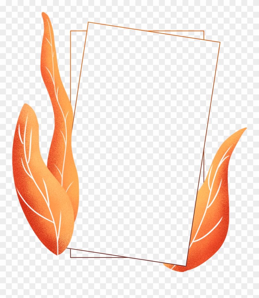 Hand Painted Plants Coral Orange Border Color Png And Clipart