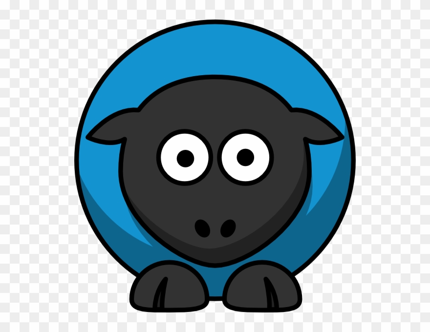 Sheep Blue On Black Clip Art At Clker Com Vector Clip - Png Download