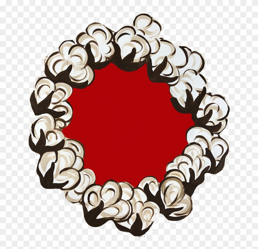 Cotton Wreath Wood Door Hanger Clipart