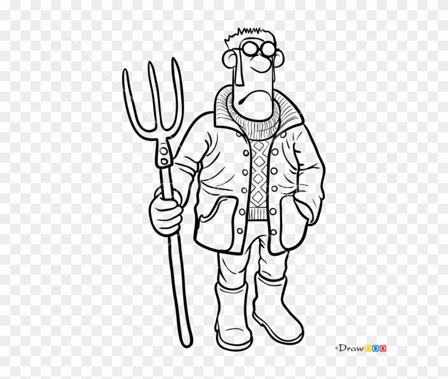 Drawing Farmer Step By Clipart