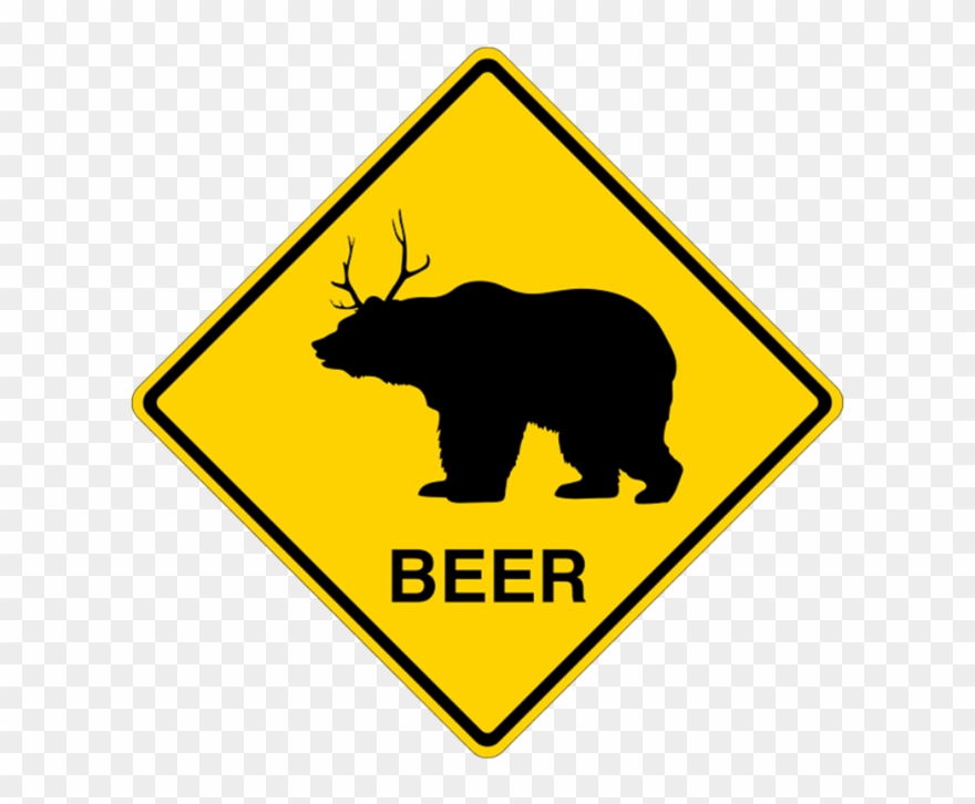 Beer Bear Deer Crossing Sign Clipart