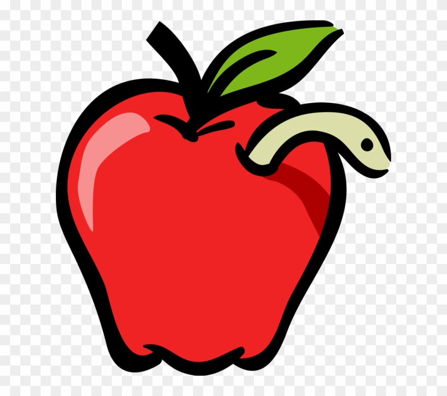 Vector Illustration Of Apple Fruit With Worm Infestation Clipart