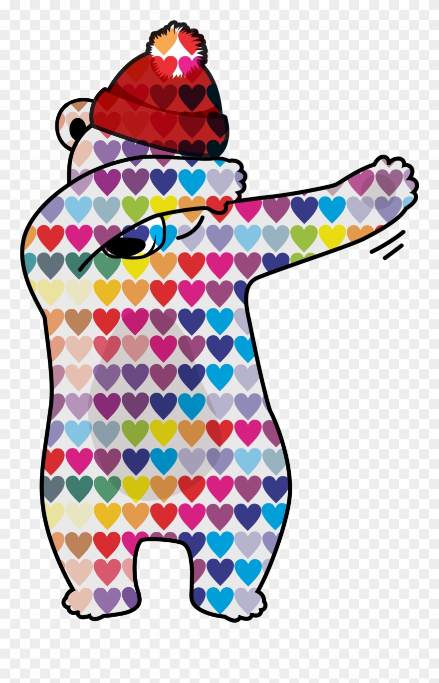 A Great Bear Design With Hearts And Red Bobble Hat Clipart
