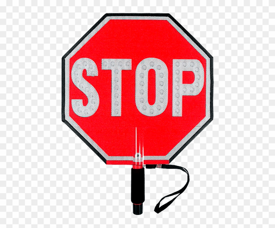 Paddle Stop Slow Flashing Led Hand Held Sign 18 Inch Clipart