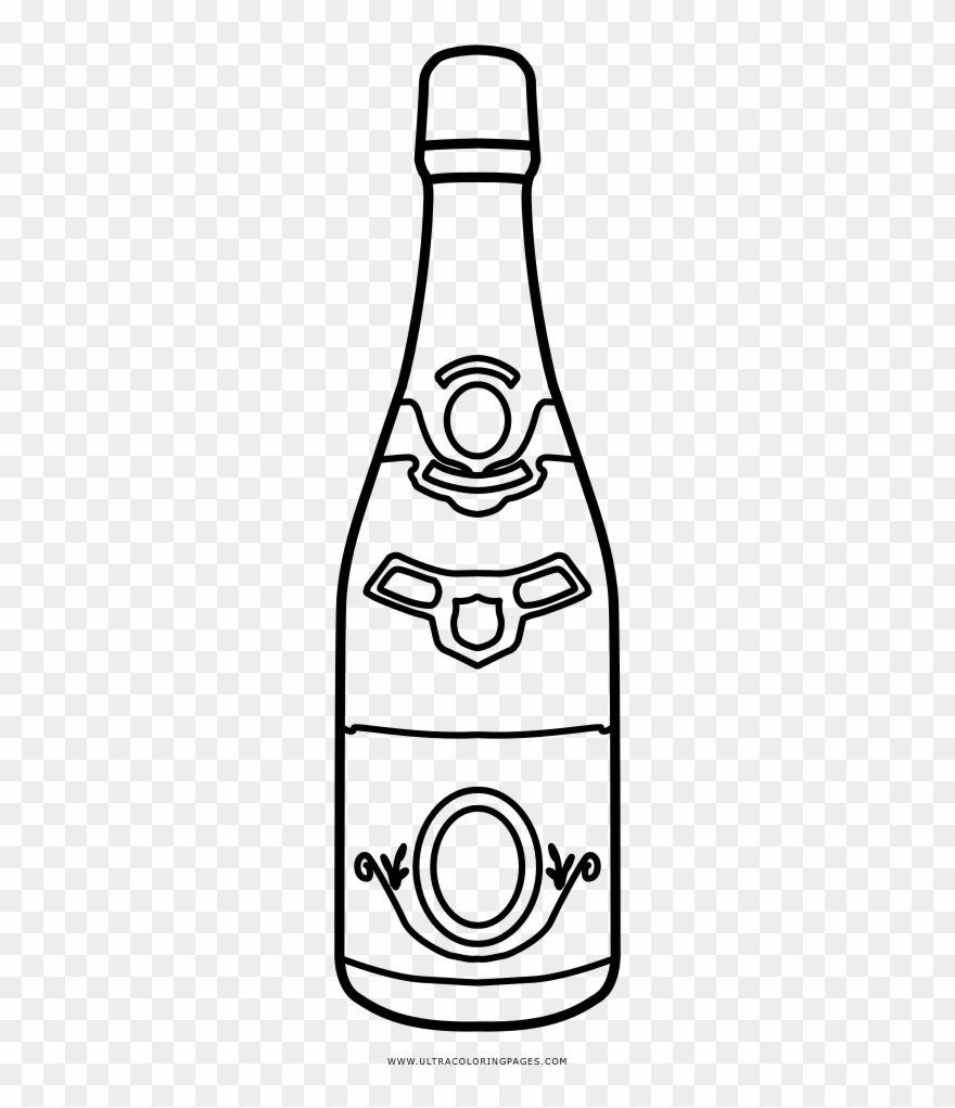 Champagne Bottle Coloring Page Clipart