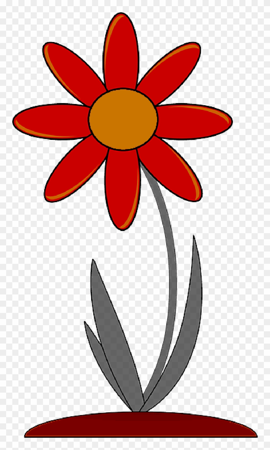 Red, Outline, Drawing, Plants, Flower, Flowers, Cartoon Clipart