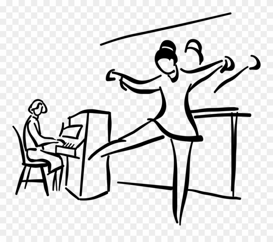 Vector Illustration Of Ballerina Dancer In Ballet Studio Clipart