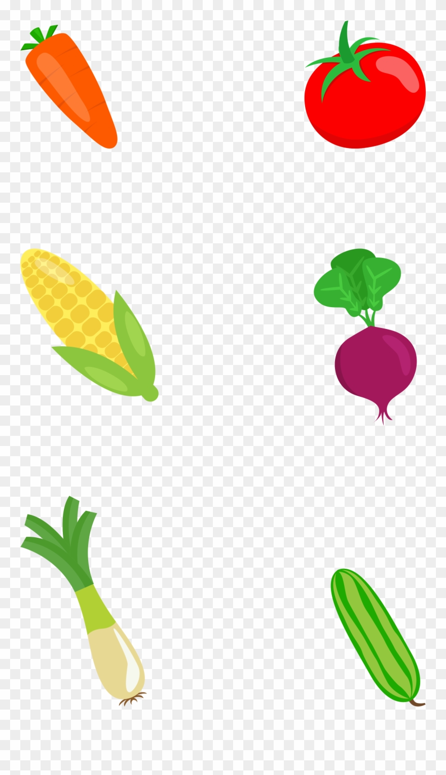 Flat Vegetable Colored Hand Drawn Png And Psd Clipart