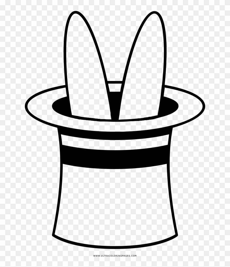 Rabbit In Hat Coloring Page Clipart