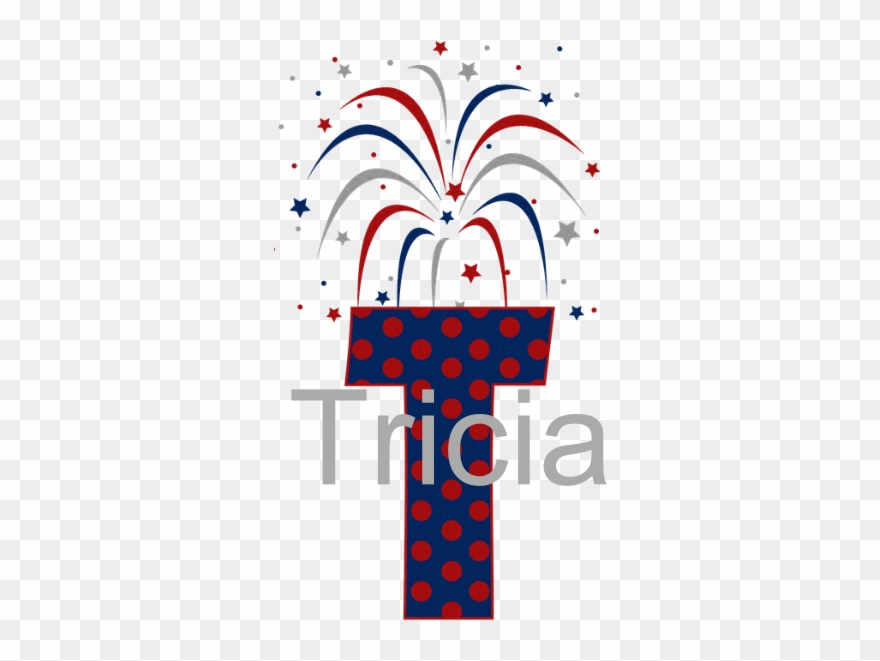 4th Of July Fireworks Letter T Drinking Glass Clipart