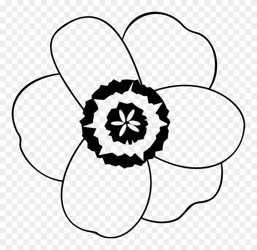 Cute Flower Outline Rubber Stamp Clipart