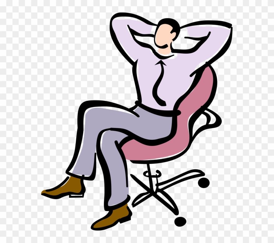 Vector Illustration Of Businessman Relaxing In Office Clipart