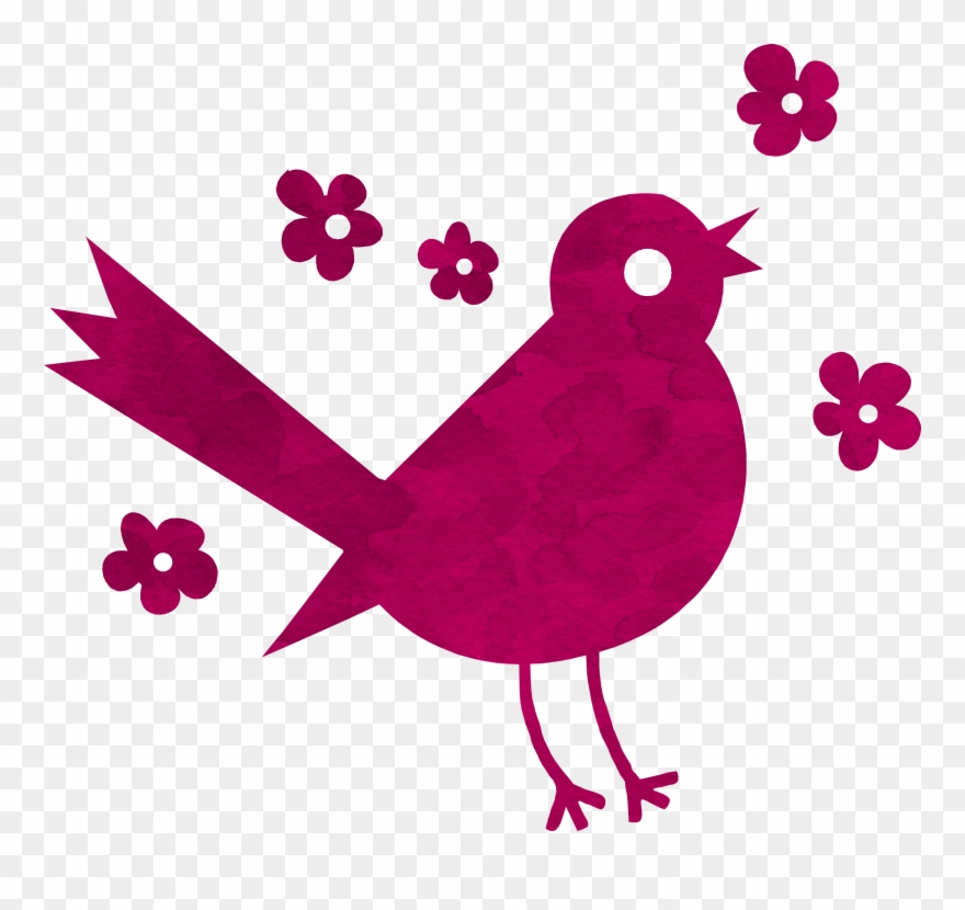 Bird, Silhouette, Pattern, Texture, Pink, Flowers Clipart