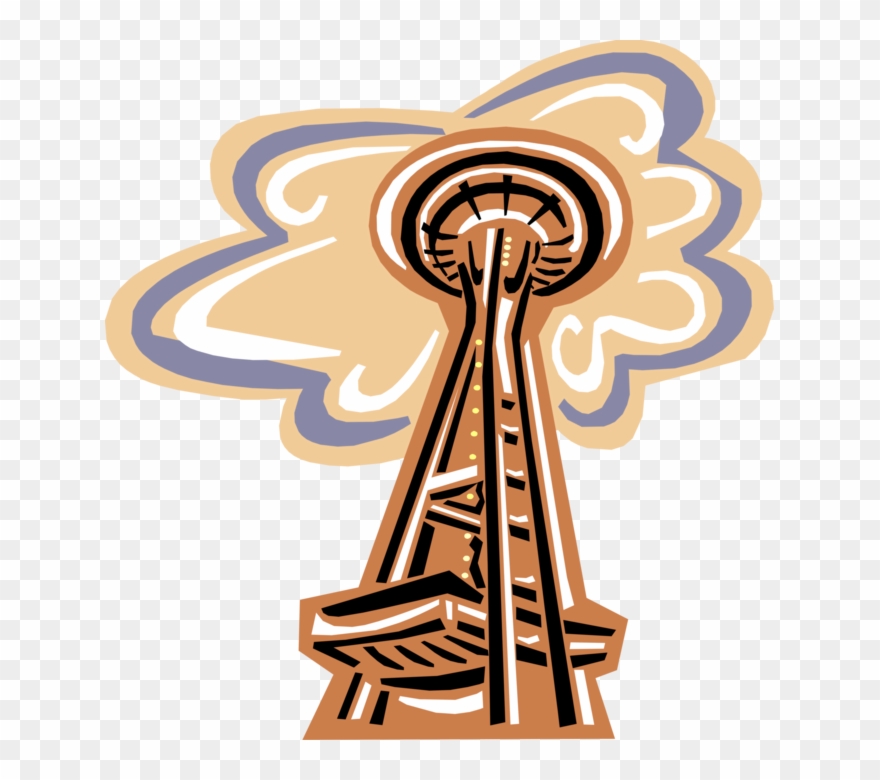 Vector Illustration Of Space Needle Landmark Observation Clipart