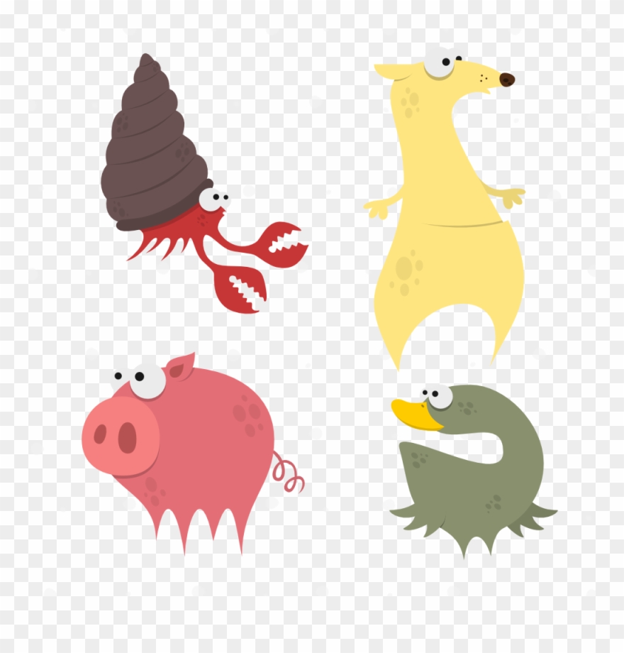 Cute Animals Vector Set Clipart