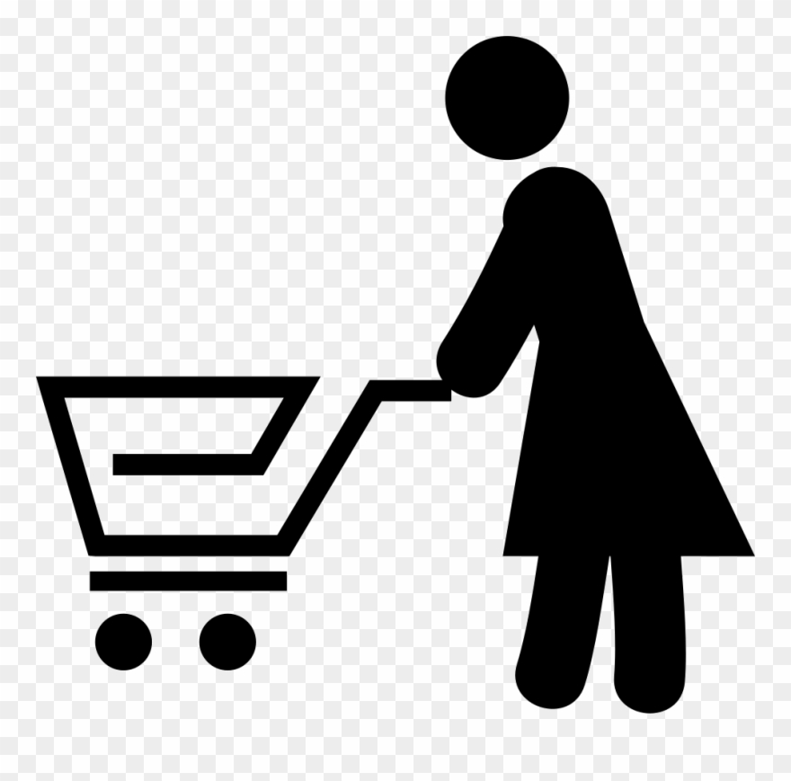 Woman With Shopping Cart Comments Clipart