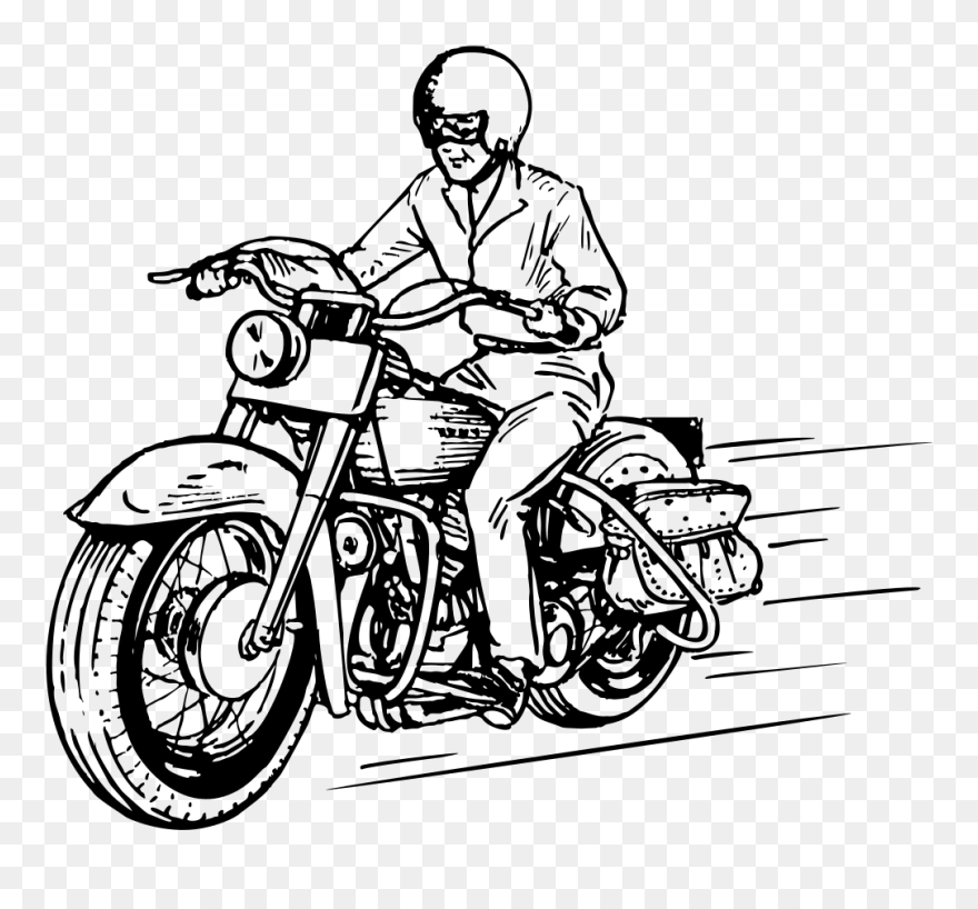 Medium Image - Riding Motorcycle Clipart Black And White - Png Download