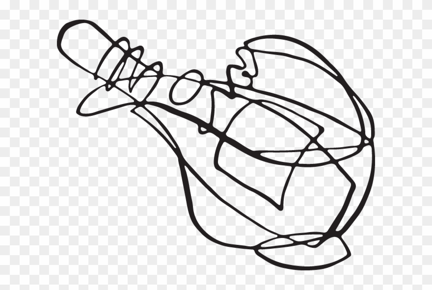 555 Wine Bottle - Line Art Clipart
