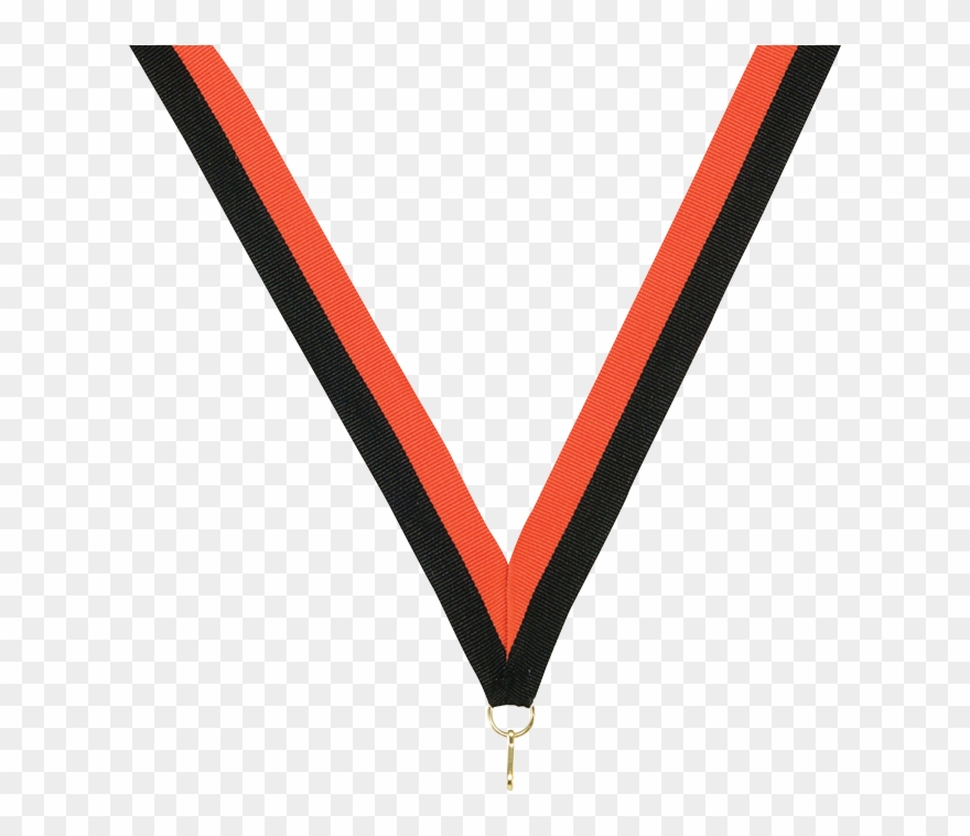 Black / Orange V-cut Ribbon 7/8" X 32" Clipart