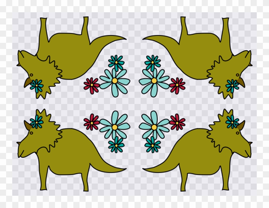 Dinosaurs With Daisies Clipart