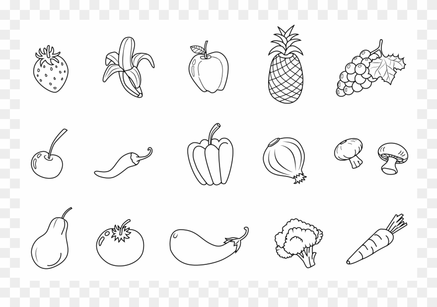 Vegetables Black And White Vegetables Clipart Black - Png Download
