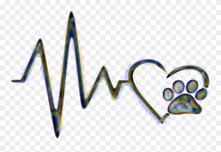 Heartbeat Sticker - Heartbeat Paw Print Clipart