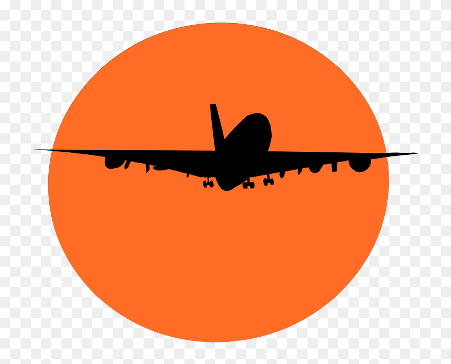 Sun, Star, Aircraft, Fly, Banner, Greeting Card, Sunset - Orange Airplane Logo Clipart