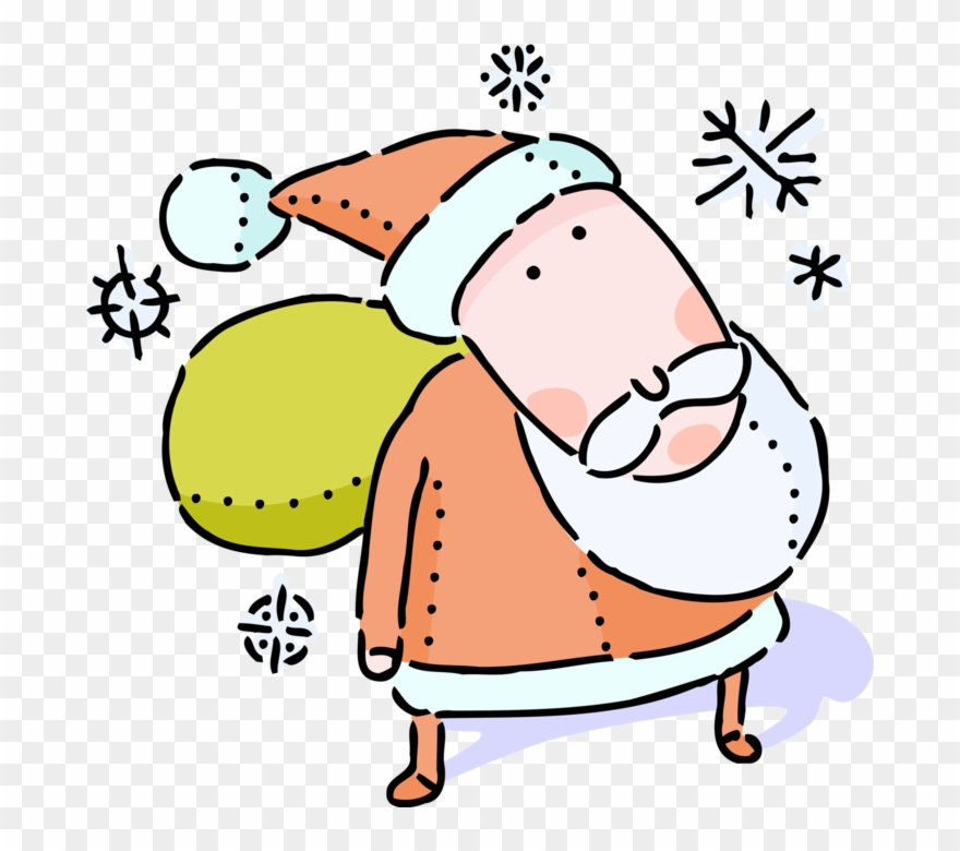 Vector Illustration Of Santa Claus Carries Sack Of Clipart