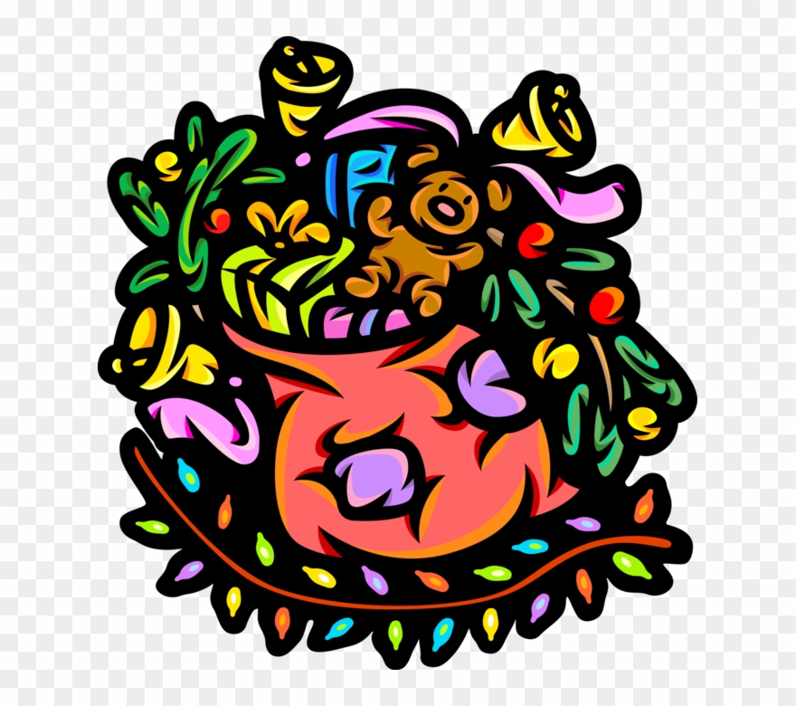 Vector Illustration Of Santa Claus' Sack Of Christmas Clipart