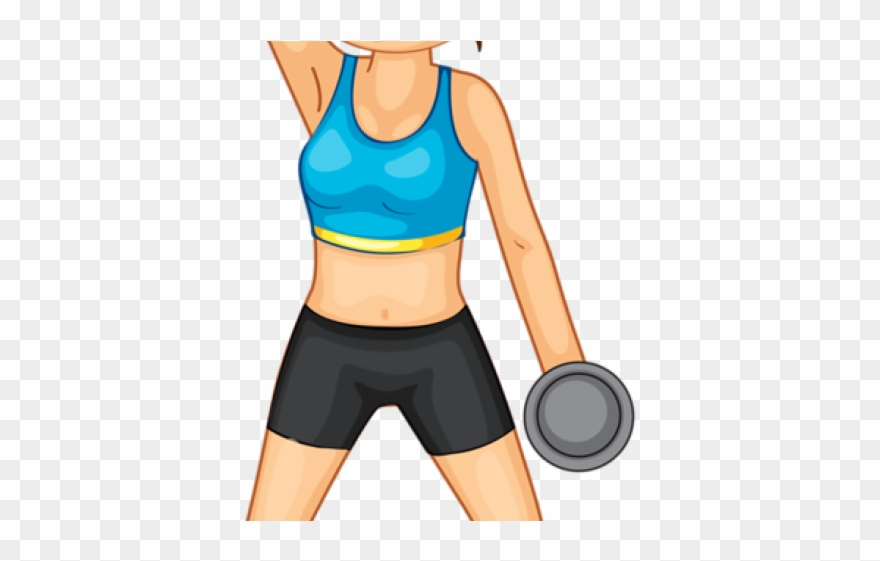 Moves Clipart Kid Jumping Jacks - Girl Lifting Weights Cartoon - Png Download
