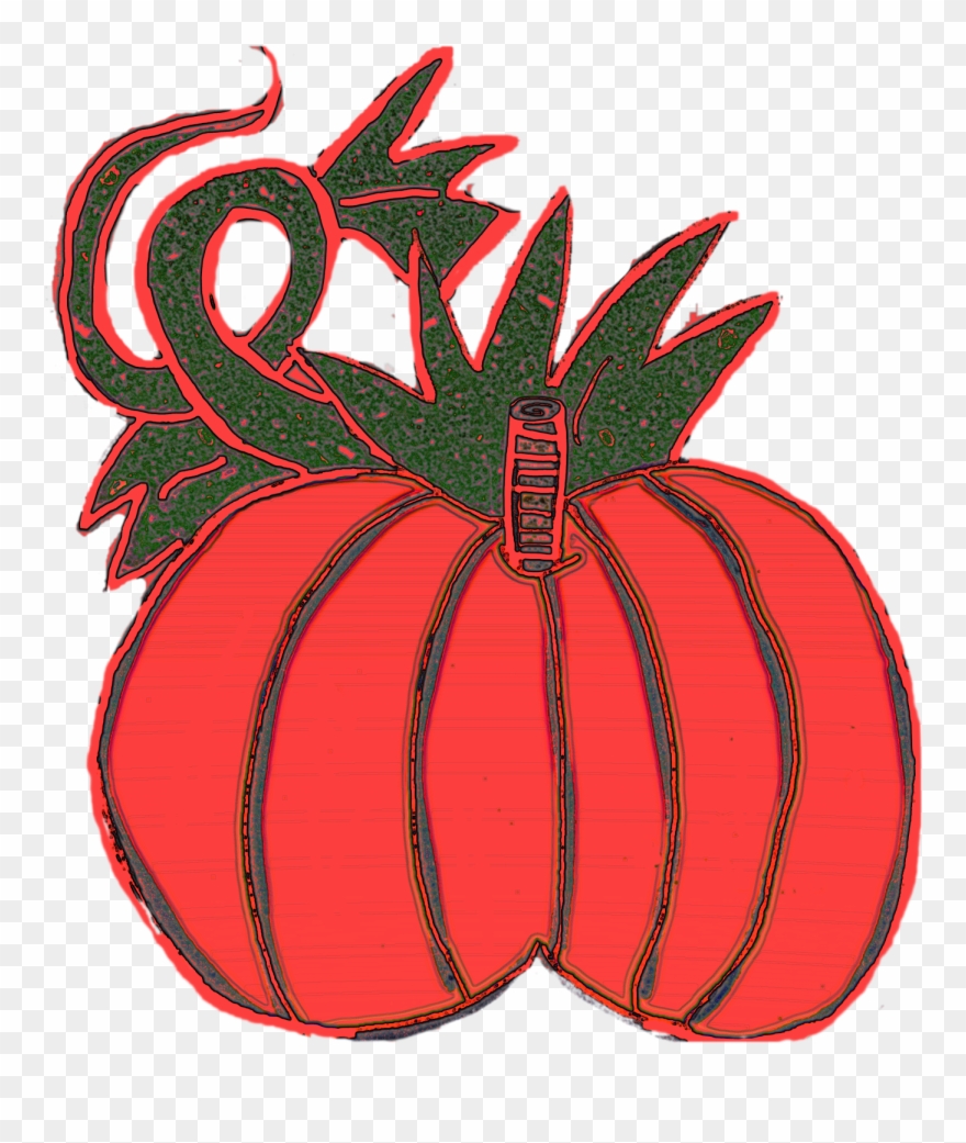 Chubby Pumpkins With Vine To Left And Large Leaf To - Illustration Clipart