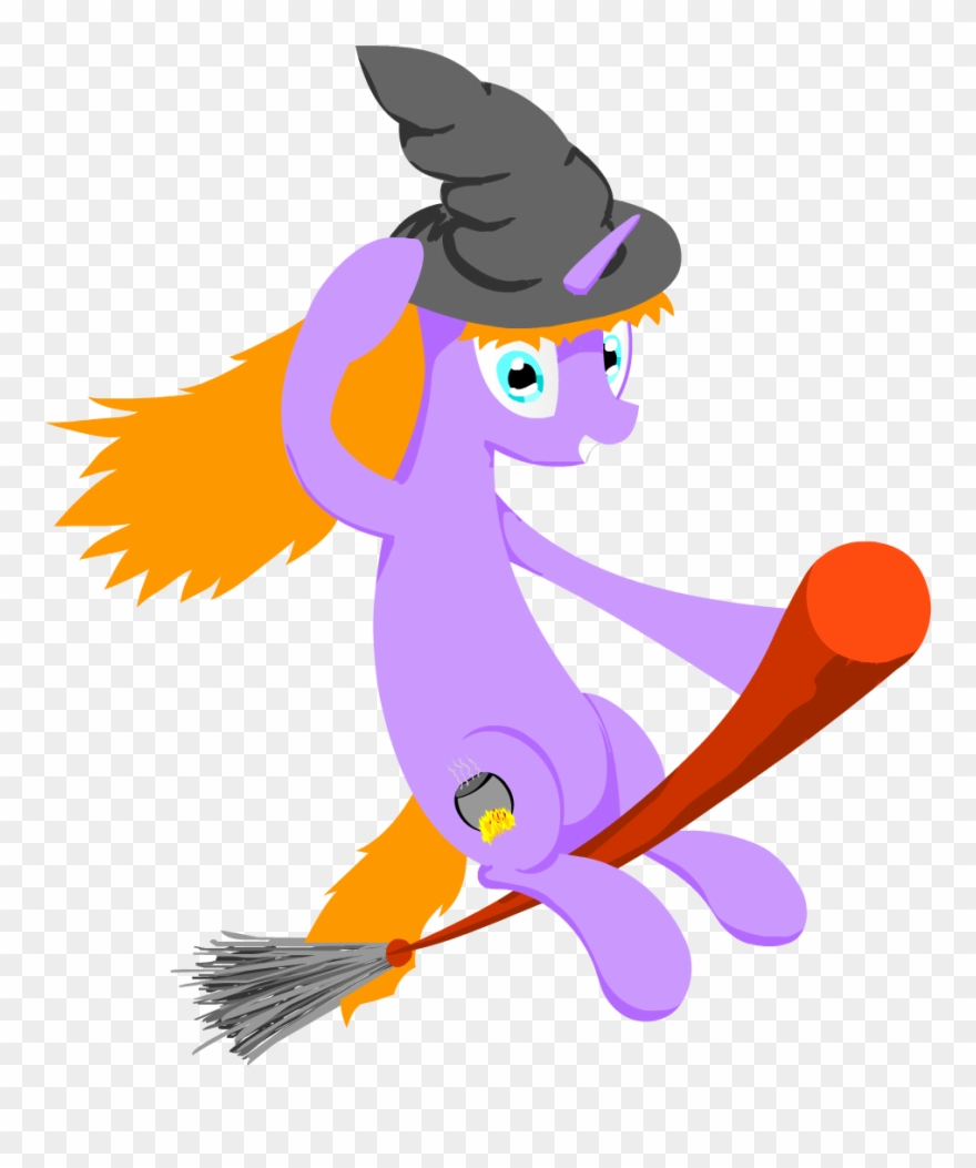 Сладкий, Broom, Flying, Flying Broomstick, Hat, Looking - Cartoon Clipart