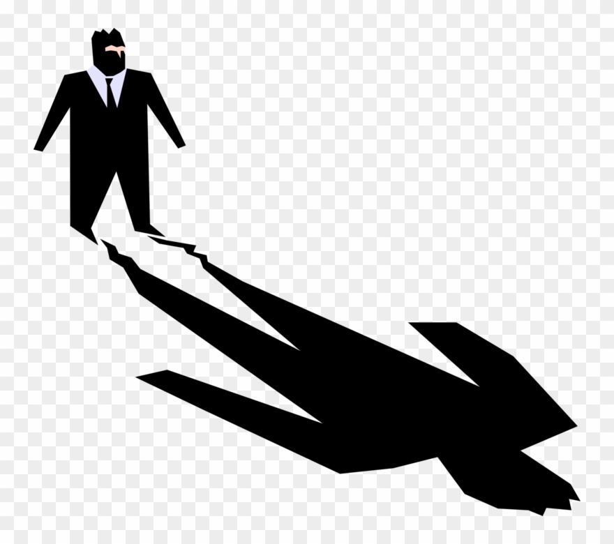 Vector Illustration Of Businessman Faces His Own Ominous - Shadow Clip Art - Png Download