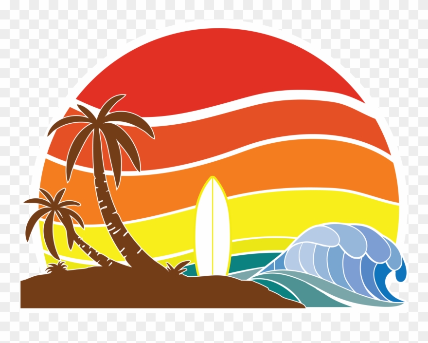 Island Sunset - Illustration Clipart