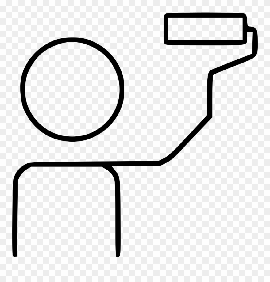 Worker Painting Roller Renovation Repair Decoration - Line Art Clipart