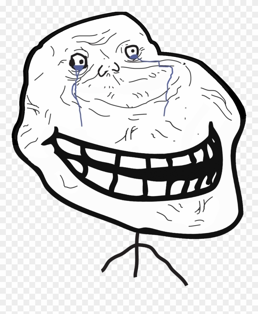 Trollever Alone - Troll Face With Hair Clipart
