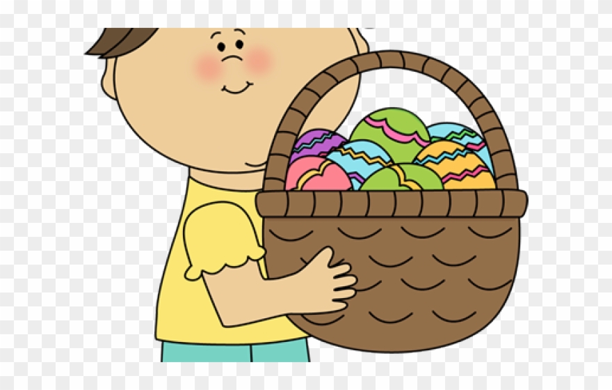 Chick Clipart Easter - Girl Holding A Basket Clipart - Png Download