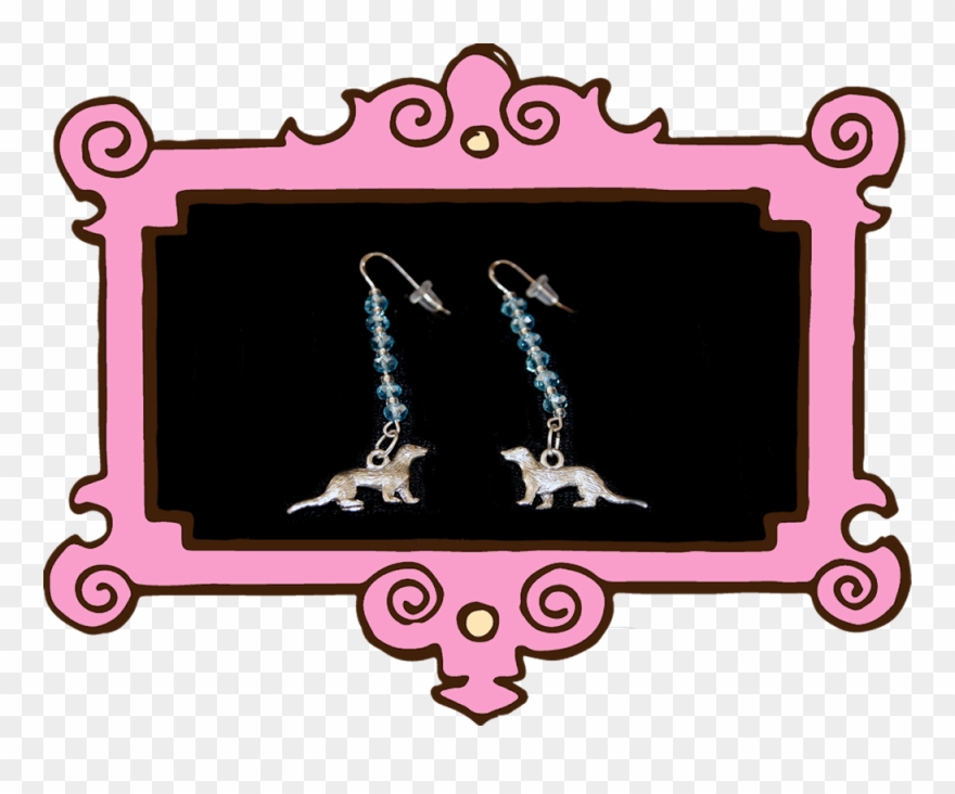Blue Sparkle Ferret Earrings - Border Frame Black And White Clipart