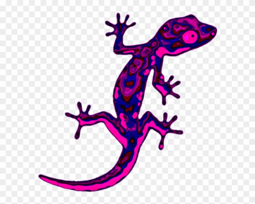 Sticker Geco Lizard Reprile Trippy Psycadelic Neon - Gecko Clipart