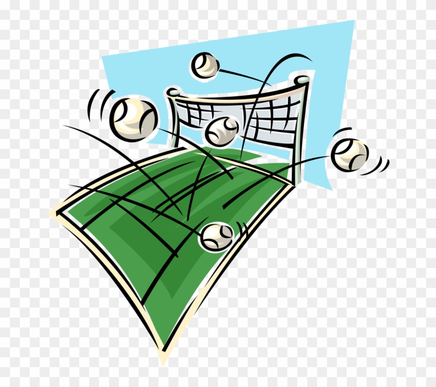 Vector Illustration Of Chaotic Tennis Balls Fired Over - Volleyball Tournament Clipart