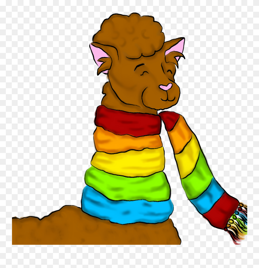 Cozy, Warm Alpaca - Cartoon Clipart