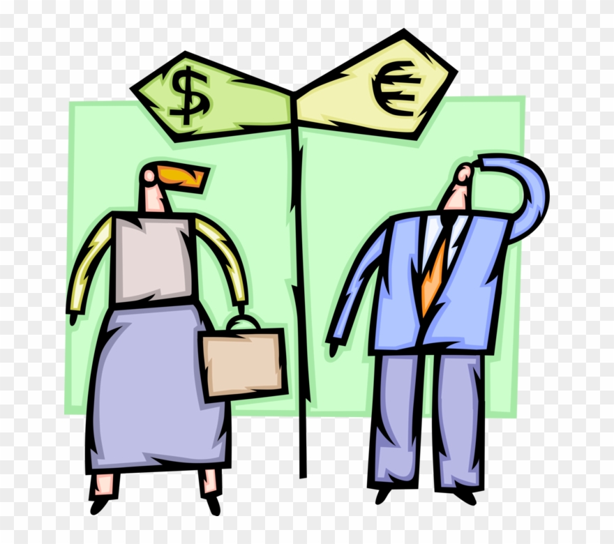 Vector Illustration Of Business Colleagues At Revenue Clipart