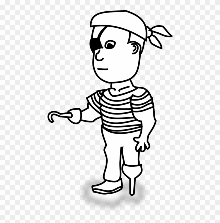Pirate,man,peg Leg,hook,hand,eye Patch,free Vector - Outline Of A Pirate Clipart